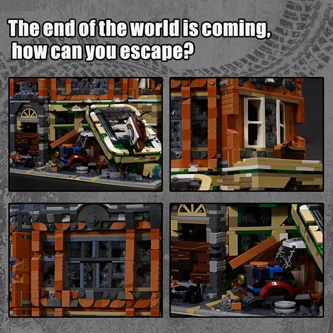 Retro Modular Buildings City Sets, Abandoned Expert Garage and Rusted Cars - Image 4