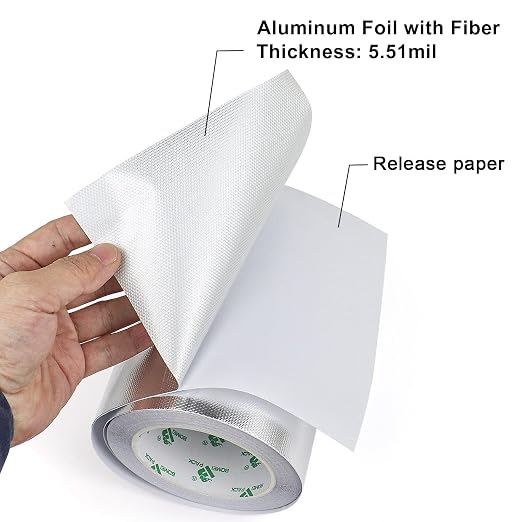BOMEI PACK Adhesive Aluminum Foil Heat Shield Tape Barrier, Fiberglass Thermal - Image 5