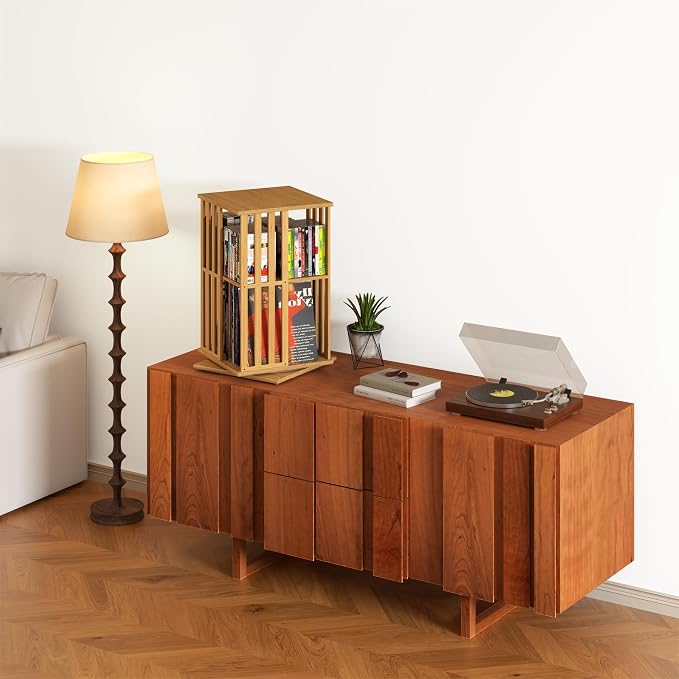 XIMN 360° Rotating Bamboo CD/DVD Shelf - Image 3