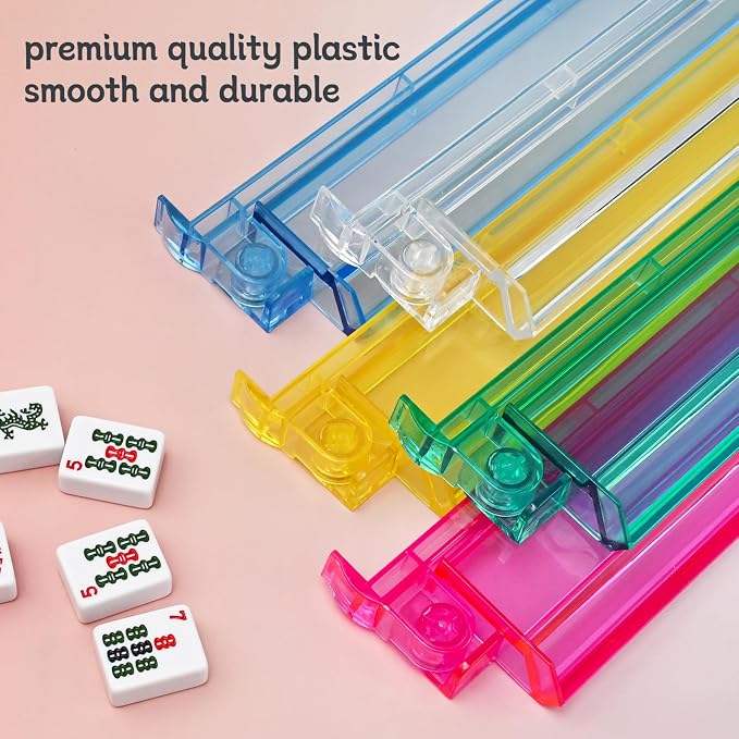 Mahjong Racks with Pushers Set of 4, Plastic American Mahjong Tile Racks 4 - Image 5