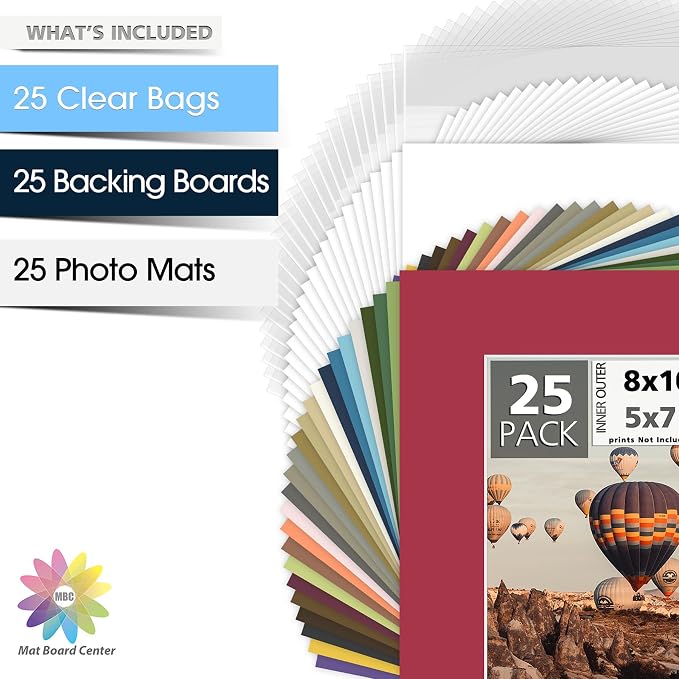 Mat Board Center, 8x10 for 5x7 Mix Color Picture Mat Sets - Image 3