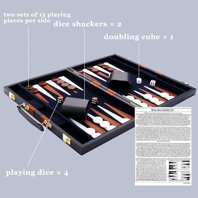 Backgammon Set - Classic Board Game - Portable Travel Strategy Backgammon Game - Image 3