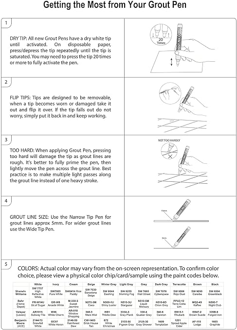 Grout Pen Beige Tile Paint Marker: Waterproof Grout Paint, Tile Grout Colorant - Image 4