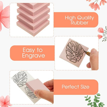 Frienda 12 Pcs 2" X 2" Rubber Carving Blocks Linoleum Blocks - Image 3