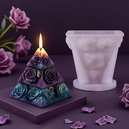 Rose Pyramid Scented Candle Silicone Mold Pillar Silicone Mold Resin Casting - Image 4