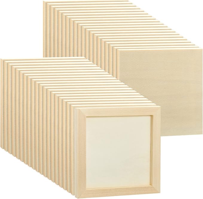 Kathfly 48 Pcs 6 x 6’’ Wood Panel Boards, Unfinished Wood Canvas Panels by Kathfly