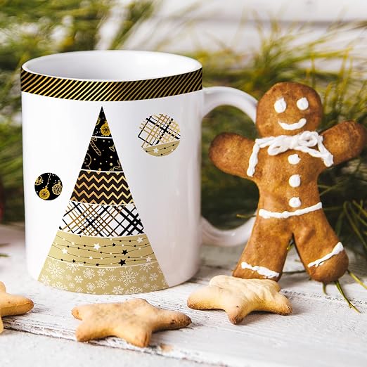 Whaline 12 Rolls Christmas Washi Tape Black Gold Xmas Washi Masking Tape Foil - Image 7
