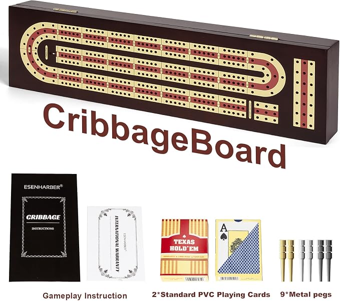 Cribbage Board Game Set, Premium Wooden Board - Image 5