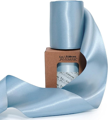 LaRibbons Light Blue Satin Ribbon 3 Inch 10 Yards Double Faced Luxury Baby Blue by LaRibbons