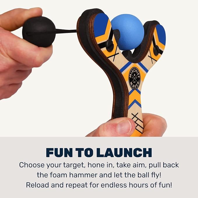 Mighty Fun! - Mischief Maker® Wooden Slingshot - Classic Series - Real Wood - Image 5
