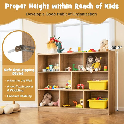 KOTEK Toy Storage Organizer, 8 Cubby Kids Bookshelf, Wooden 4-Tier Bookcase - Image 5