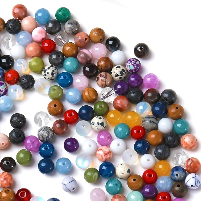 100PCS 8MM Mixed Color Stone Beads Round Loose Spacer Gemstone Beads - Image 4