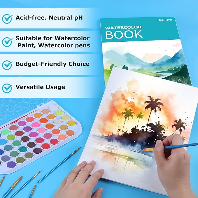 Hapikalor 12"x18" Large Watercolor Paper Pad, Art Supplies - Image 3