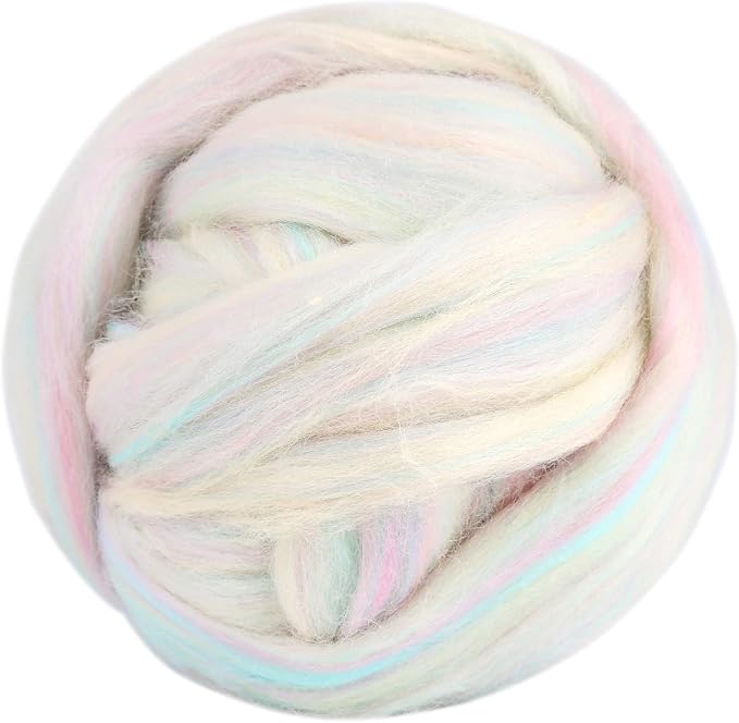 3.53oz Wool Roving Yarn, Fiber Roving Wool Top, Needle Felting Supplies by Jupean