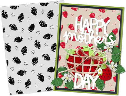 3D Textured Embossing Folders for Card Making, Strawberry Plastic Embossing by Estivaux