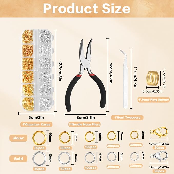 1440 Pcs Jump Rings for Jewelry Making Kits, - Image 2