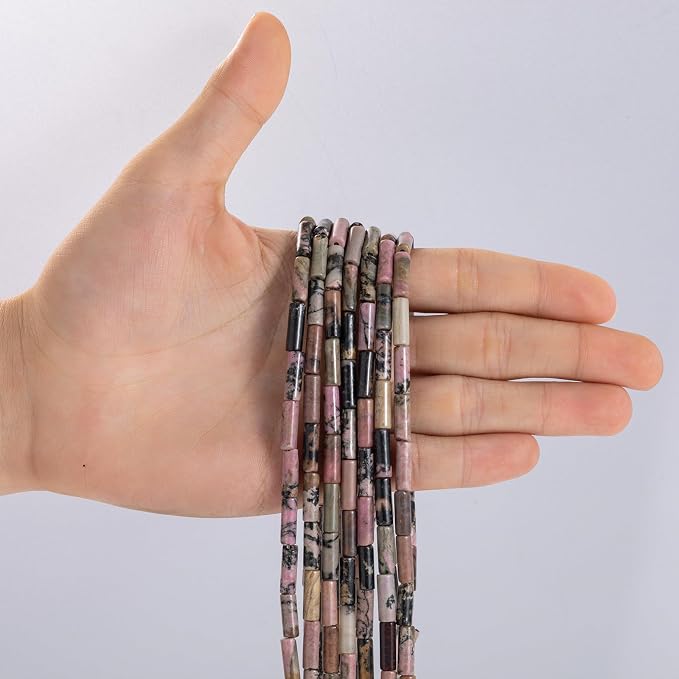 Natural Rhodochrosite Cylinder Tube Beads 4x13mm 38cm/str Loose Semi Gemstone - Image 2