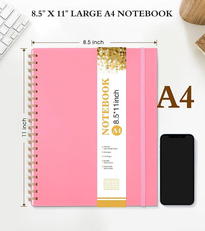 Spiral Notebook Journal 8.5” x 11”, A4 Large Pink Notebooks - Image 2