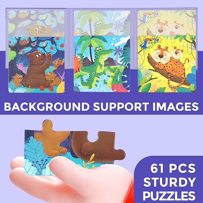 3 in 1 Toddlers Animal Magnetic Jigsaw Puzzle, Travel Puzzles - Image 6