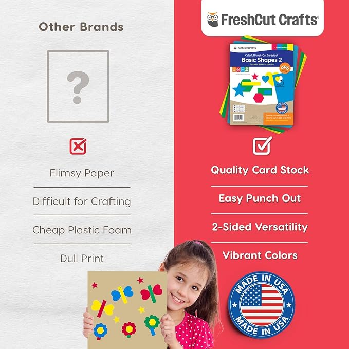 Basic Shapes 2: Hearts, Rectangles, 696 Pieces US Made Card Stock Punch Out - Image 6