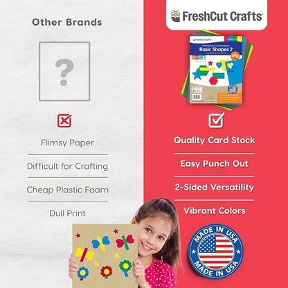 Basic Shapes 2: Hearts, Rectangles, 696 Pieces US Made Card Stock Punch Out - Image 6
