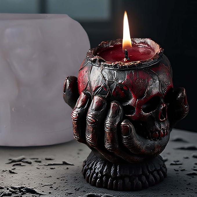 Halloween Skull Hand Ghost Cylinder Molds Silicone Wave Spiral Candle Mold by EVERELAMSiliconeMolds