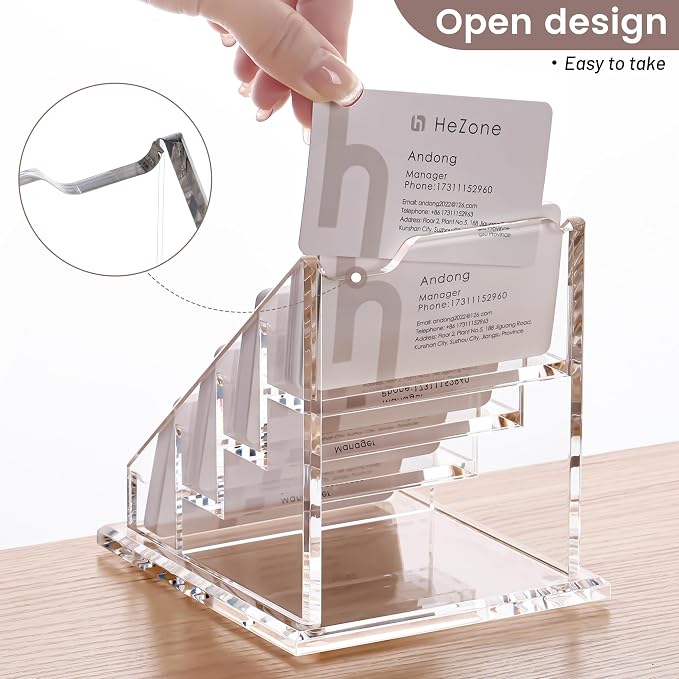Acrylic Card Holder Clear Horizontal Business Card Organizer Stand - Image 4