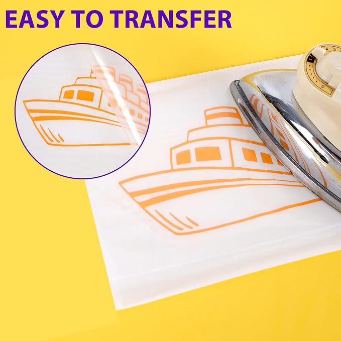 RENLITONG Yellow Orange Iron on Vinyl 12Inch by 20ft Roll HTV Heat Transfer - Image 5