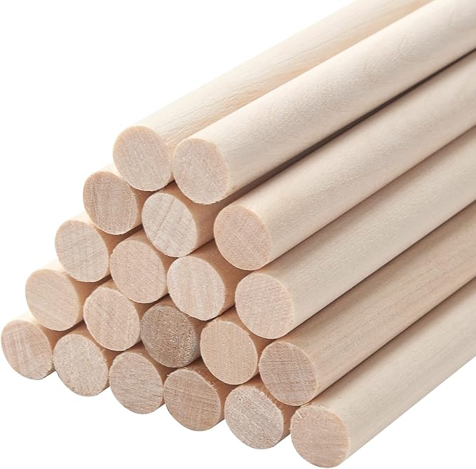 20 PCS Wooden Dowel Rods Wood Macrame Dowels 1/2x 12 inch, Round Wooden Sticks by Coowayze