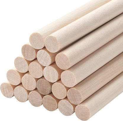 20 PCS Wooden Dowel Rods Wood Macrame Dowels 1/2x 12 inch, Round Wooden Sticks by Coowayze