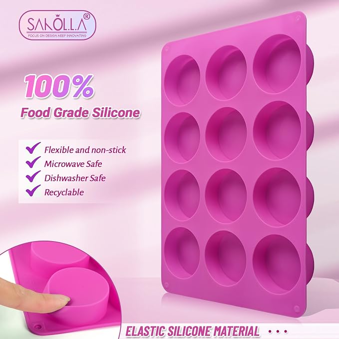 Sakolla 3 Pcs Round Chocolate Cookie Molds, 12-Cavity Cylinder Silicone Molds - Image 2