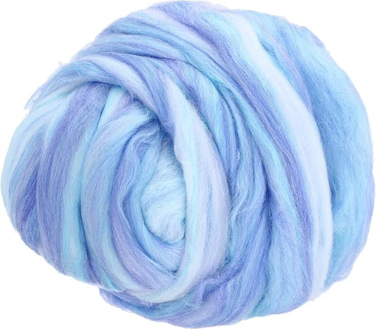 PATIKIL Wool Roving Yarn, 250G/8.8OZ Felting Wool Pure Roving Yarn, Mix Blue by PATIKIL