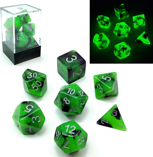Bescon Two-Tone Glow-in-The-Dark Polyhedral Dice Set Spooky Rocks, Luminous RPG by BESCON+DICE