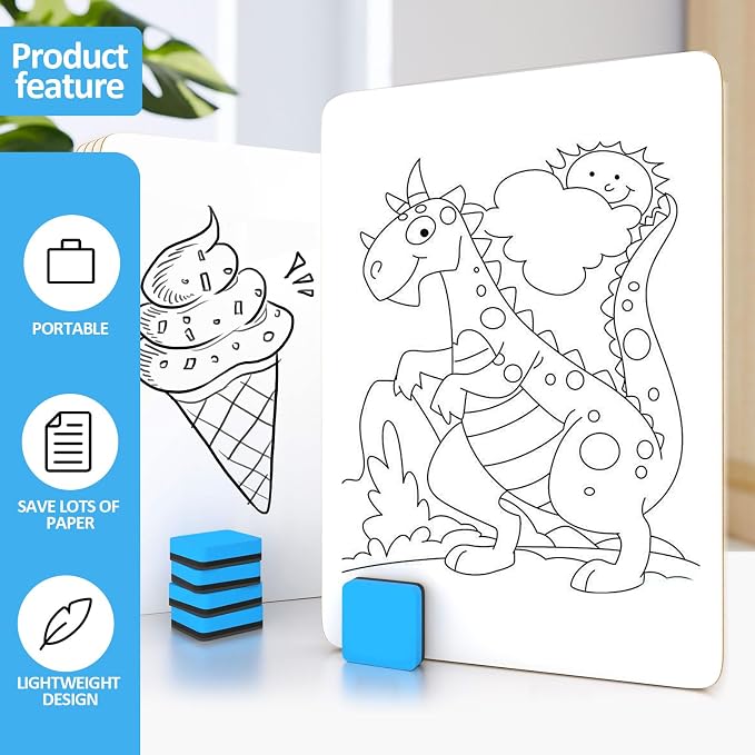 Dry Erase LapBoards, PANDRI 6 Pack Double Sided 12.5 x 9 Inch Whiteboards - Image 5