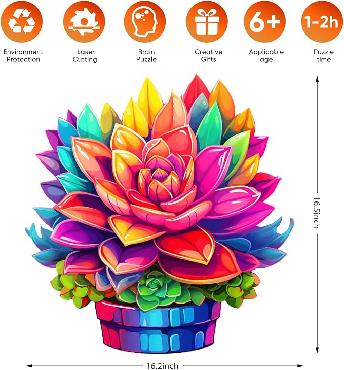 Wooden Puzzles Colorful Flower 500pcs King Size 16.9'' x 16.2'', Luxurious - Image 2