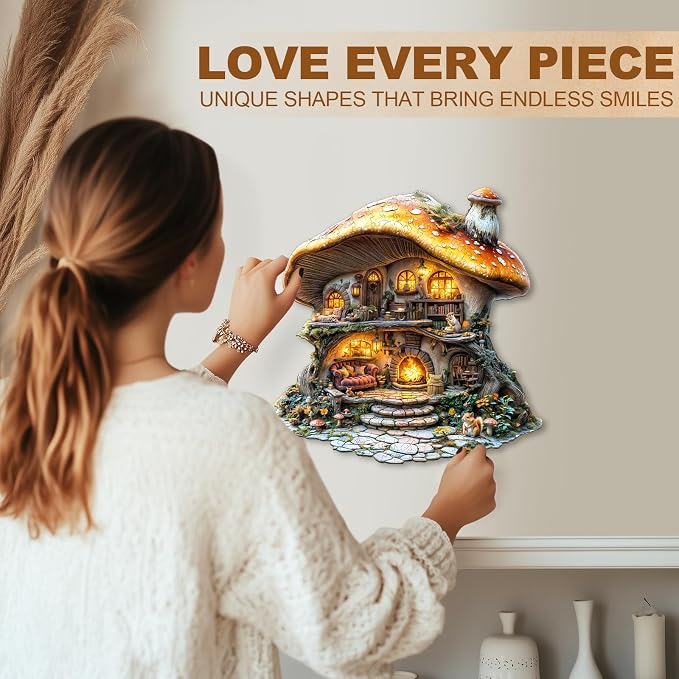 Wooden Puzzles for Adults, Mushroom House Puzzles, Wood Adult Puzzle, Birthday - Image 5