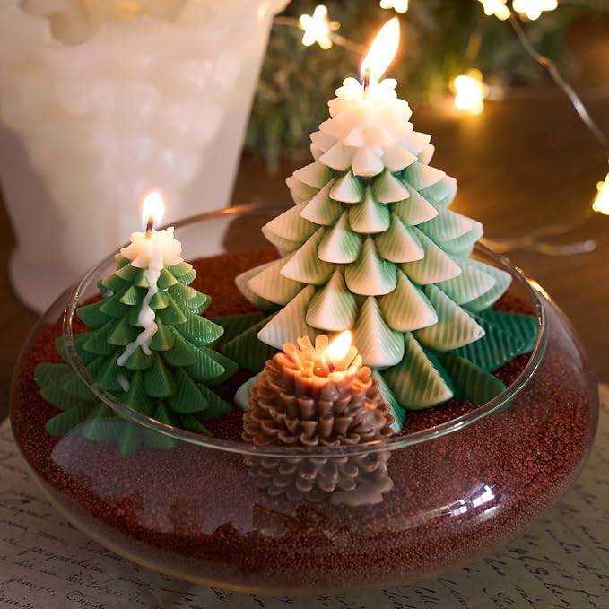 KDW Soy Wax Beads for Candle Making Christmas Tree Silicone Mold Large+Small 3D - Image 7