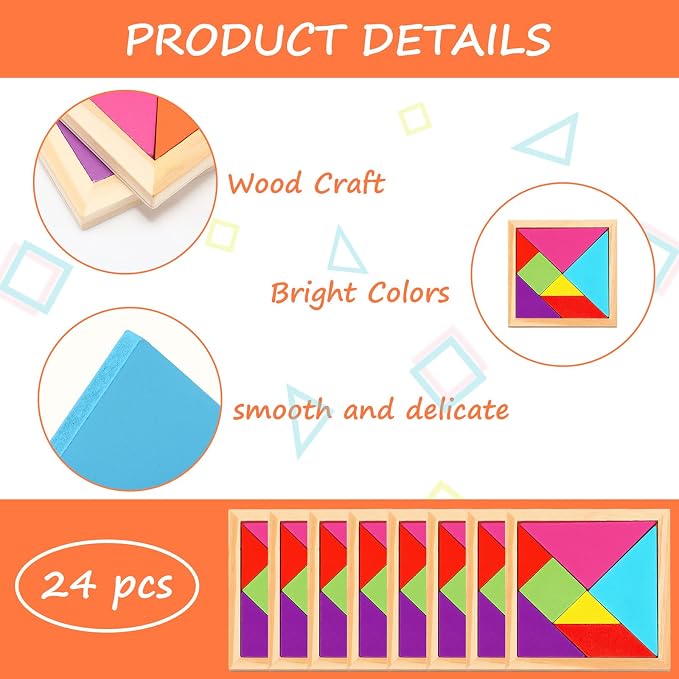 Syhood 24 Pieces Tangrams Puzzles - Image 3