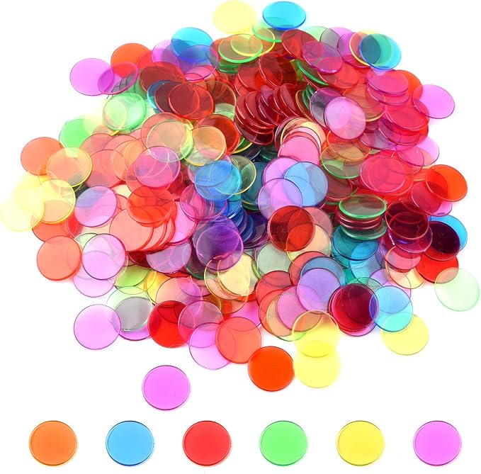 Coopay 300 Pieces Counters Counting Chips Plastic Markers Mixed Transparent by Coopay