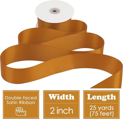 HUIHUANG Copper Satin Ribbon 2 Inch Wide Double Face - Image 2