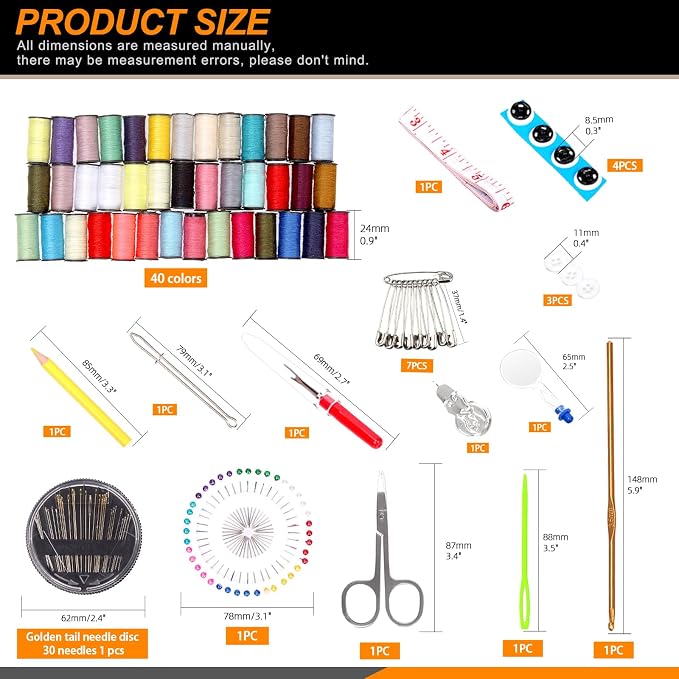 Rustark 134Pcs Sewing Kit with Portable Bag, Premium Sewing Supplies Kit - Image 2