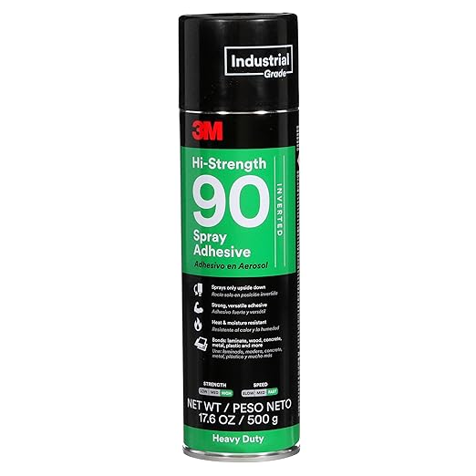 3M Hi-Strength 90 Spray Adhesive, Bonds Laminate, Net Wt 17.6 oz, Will Spray by 3MIndustrial