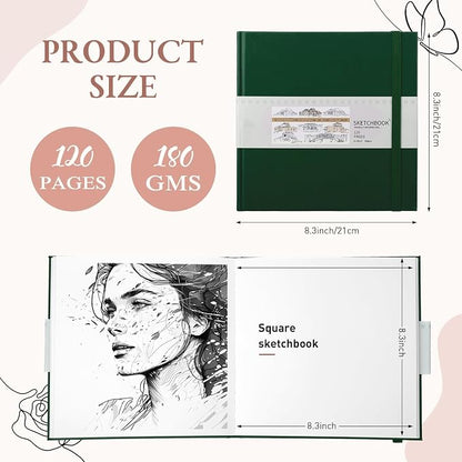Moinchore Back to School Gifts Square Sketchbook 8 x 8 Inch Hardcover Art - Image 2