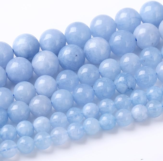90PCS 4MM Natural Aquamarine Jade Chalcedony Round Loose Stone Beads by JIANJING