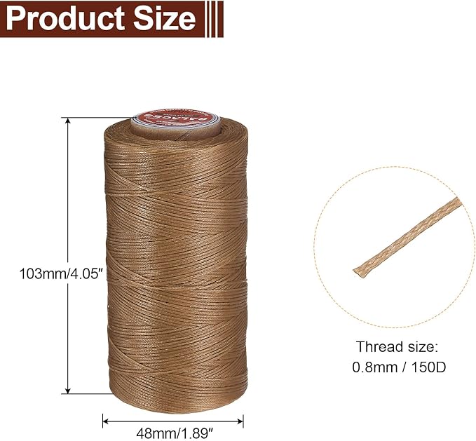 uxcell Flat Leather Sewing Waxed Thread, 270m / 295 Yards Polyester Wax String - Image 2
