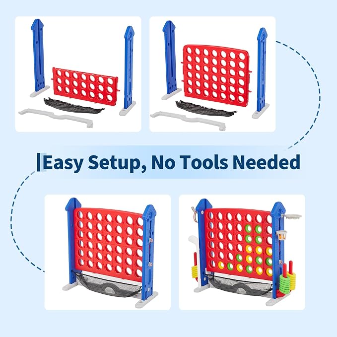 Giant 4 in a Row Game, Adjustable Height Board Jumbo 4-in-a-Row Game - Image 9