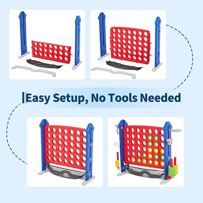 Giant 4 in a Row Game, Adjustable Height Board Jumbo 4-in-a-Row Game - Image 9