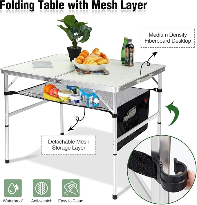 RedSwing Folding Table 3 Feet Adjustable Height, Lightweight and Portable - Image 7