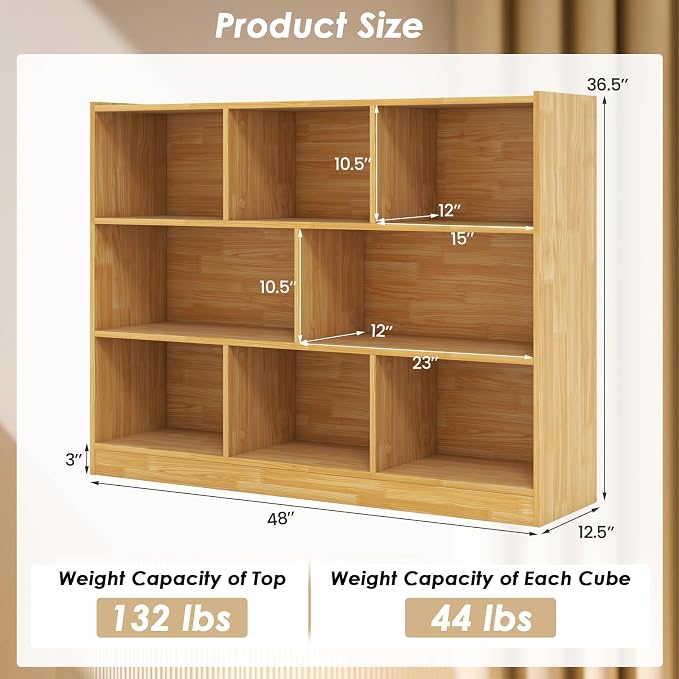 Toy Storage Organizer, 3-Tier Kids Bookshelf, 8 Cube Kids' Bookcases, Cabinets - Image 3