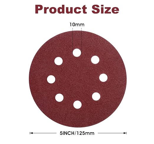 S SATC 150 Pcs Hook and Loop Adhesive Sanding Discs 5 Inch 8 Hole Sandpaper 100 - Image 2
